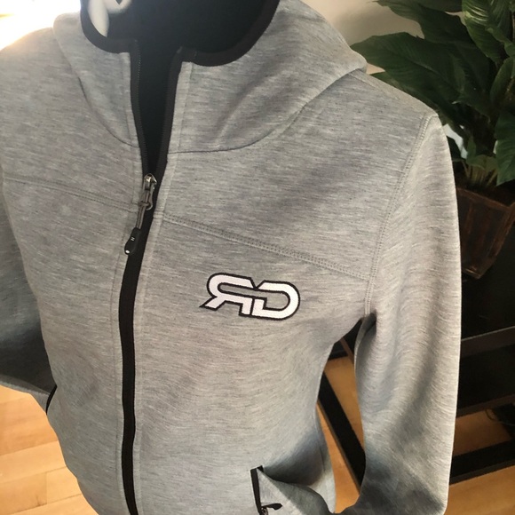 Light Gray Women's Full-Zip Front Tech Hoodie - Picture 5 of 8